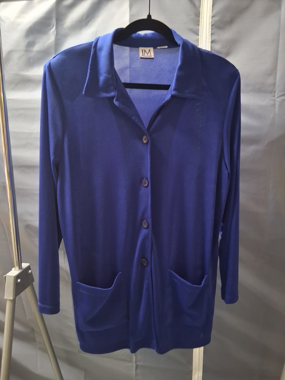 JM Collection Vibrant Vibrant Blue Button Up